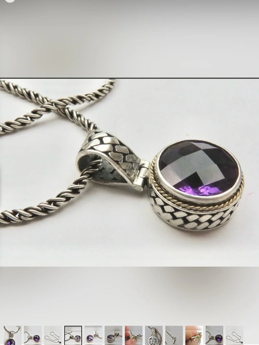 EFFY BH .925 Sterling Silver & 18K Amethyst pendant on EFFY sterling chain 18”